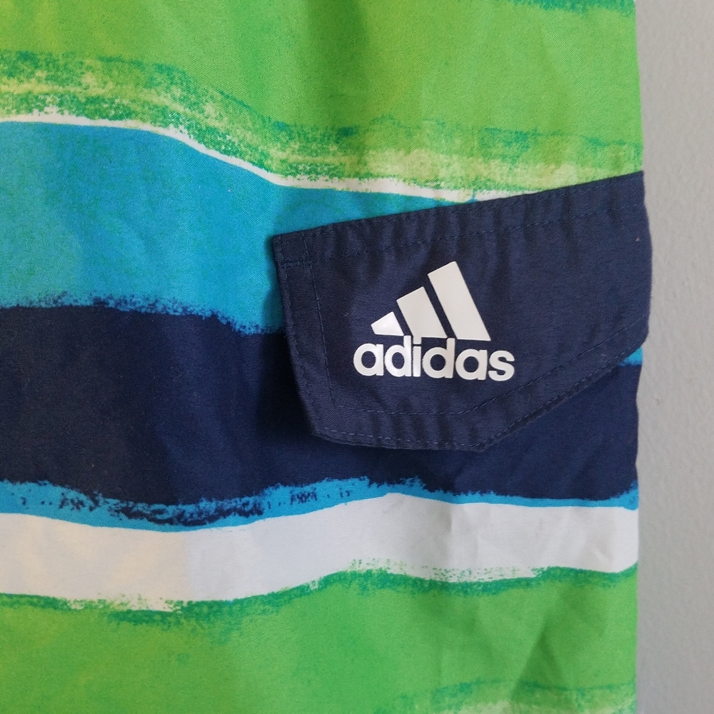 Adidas Boy's Striped Beach‎ Swim Trunks Board Shorts M - Picture 4 of 5